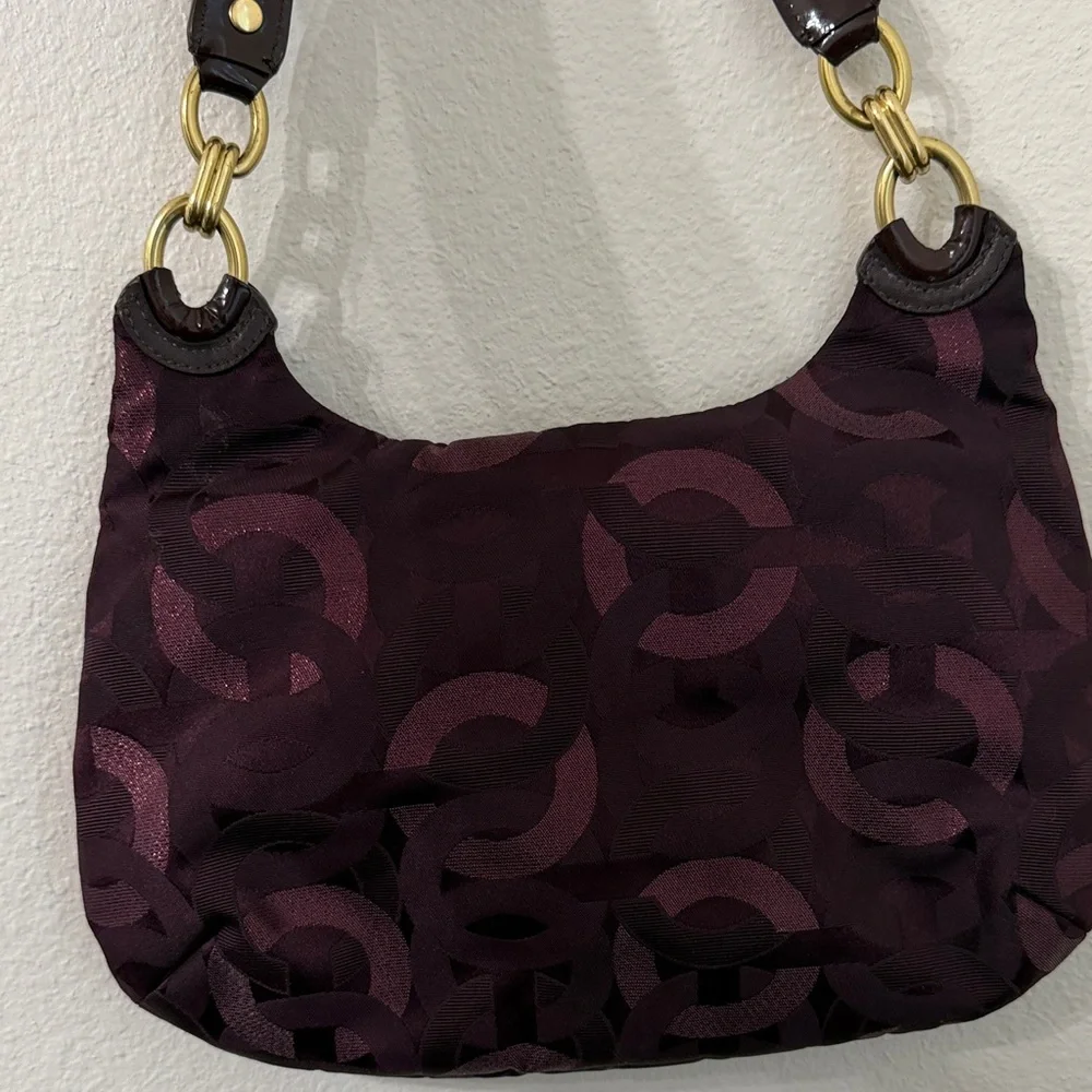 Coach Plum Jacquard Hobo Bag with Gold Hardware - Picture 3 of 16